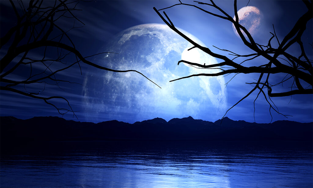 Full Moon, Lake & River Captions