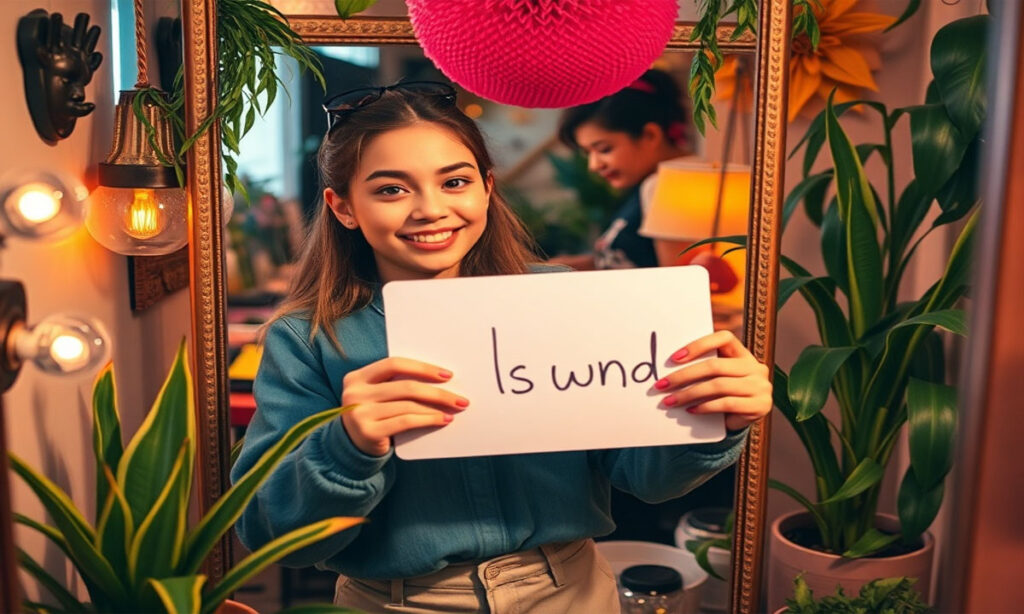 One-Word Mirror Selfie Captions