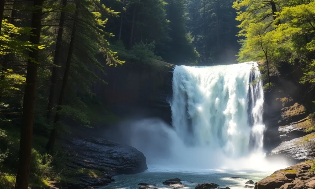 Forest and Raging Waterfall Captions